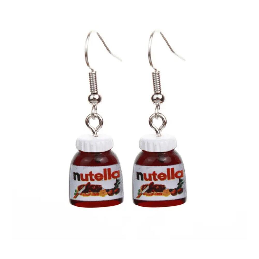 Mini Brands Style Nutella Hazelnut Spread Dangle Hook Earrings Gifts for Women